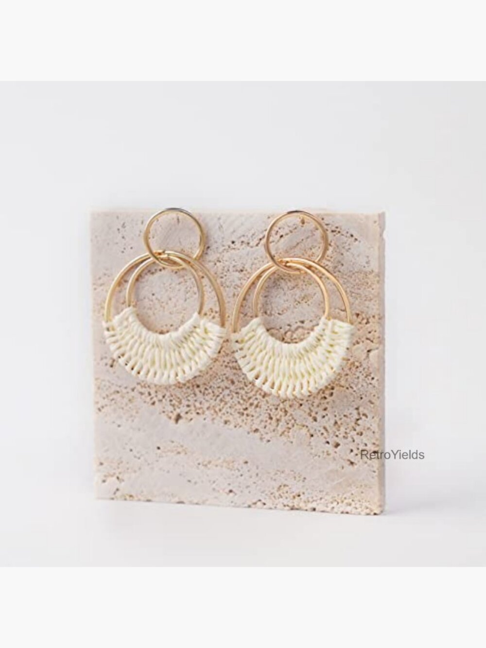 Handmade Raffia Hoop Drop Dangle Earrings Boho Summer Beach Jewelry Women - Picture 4 of 7